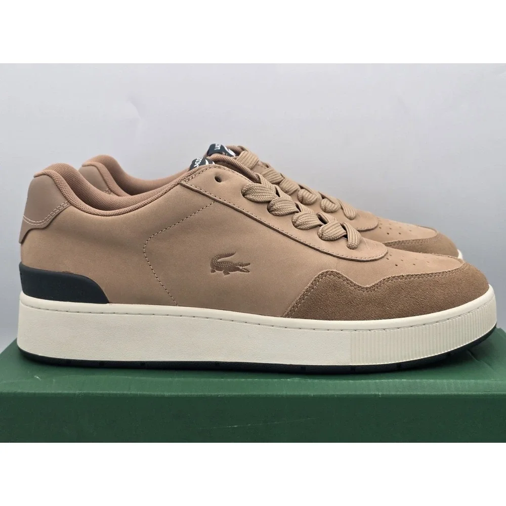 NIB Lacoste Men's Ace Clip 223 4 SMA Sneaker -‎ Brown/Off White - Size 12.5